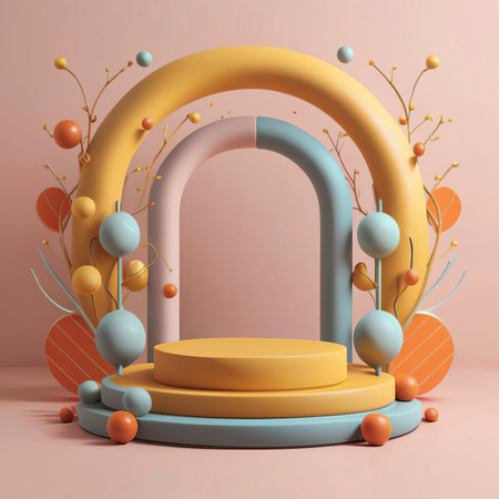 Colorful minimal product podium presentation 3d renderingの素材
