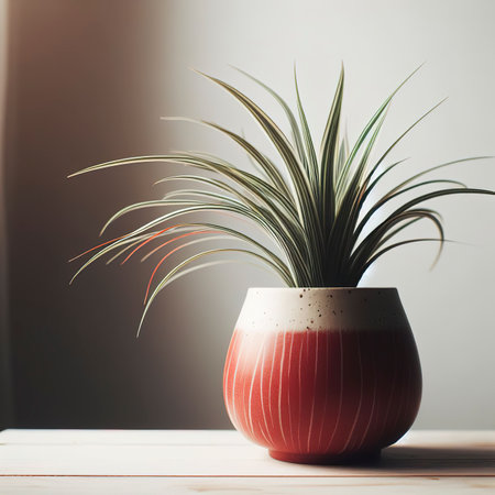 Chlorophytum plant in the red potの素材