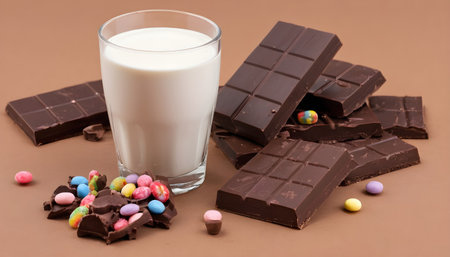 Cinnamon, Dark chocolate with milk and candy sweetの素材