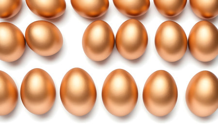 golden eggs isolated on white backgroundの素材