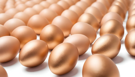 golden eggs isolated on white backgroundの素材