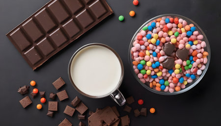 Cinnamon, Dark chocolate with milk and candy sweetの素材