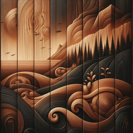 Vertical beautiful brown wooden boards textureの素材
