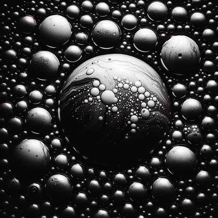 Black and white Bubbles Closeupの素材