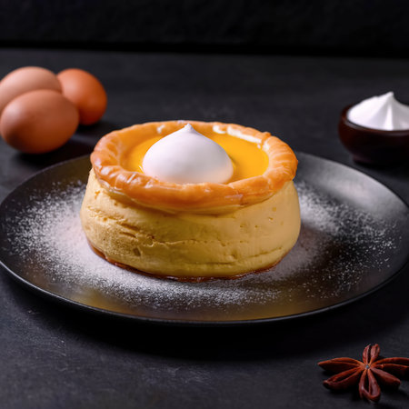 Sweet dessert with tart egg and custard creamの素材