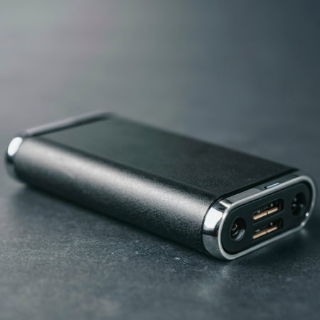 Power bank or Battery bank isolated and USB Cable for charging mobile devicesの素材