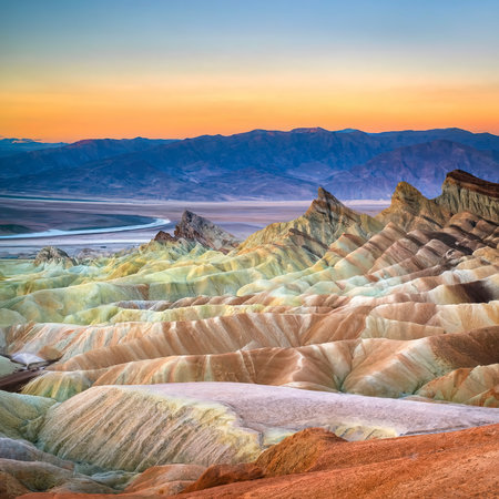 Death Valley, California. Panorama from Zabriesie Point at sunsetの素材
