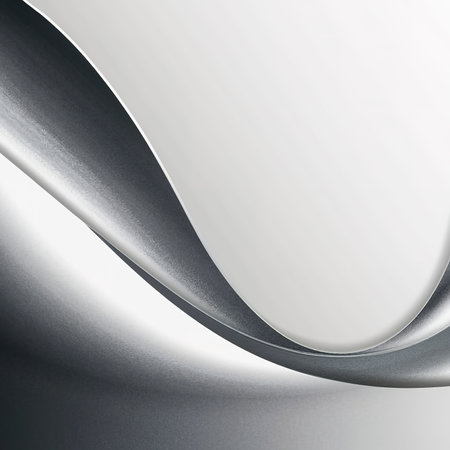 Brushed silver foil wave metal sheet, abstract texture backgroundの素材