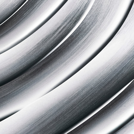 Brushed silver foil wave metal sheet, abstract texture backgroundの素材