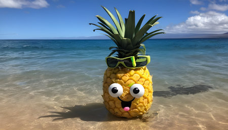 Funny Pineapple With Personality in the Ocean in Mauiの素材