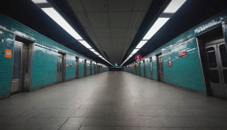 Empty subway station at night backgroundの素材
