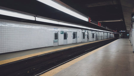 Empty subway station at night backgroundの素材