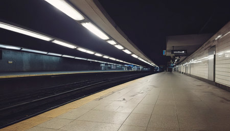 Empty subway station at night backgroundの素材