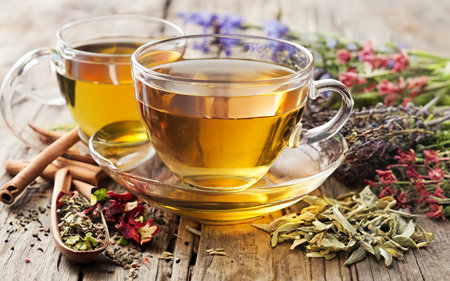 Collage herbal tea and dried herbsの素材