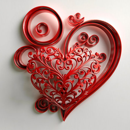 beautiful decorative red heart isolatedの素材