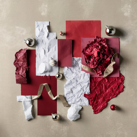 flat lay white red paperの素材