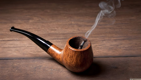 a wooden pipe for smokingの素材