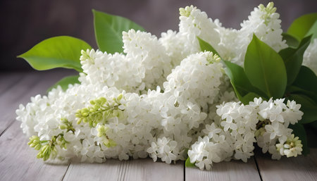 bouquet of spring blooming white lilacの素材