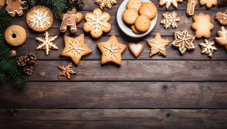 Christmas hand baked biscuits backgroundの素材