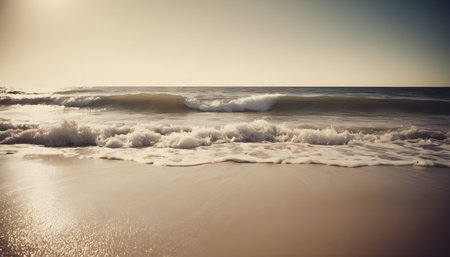 wave of the sea on the evening sand beachの素材