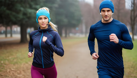 running couple jogging conceptの素材