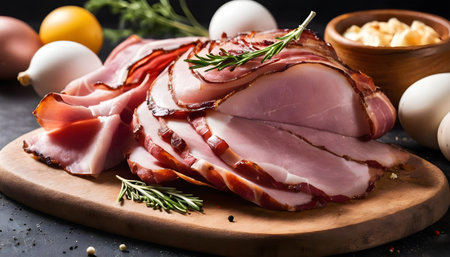 Smoked pork meat gammon with herbsの素材