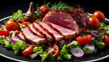 Smoked pork meat gammon with herbsの素材