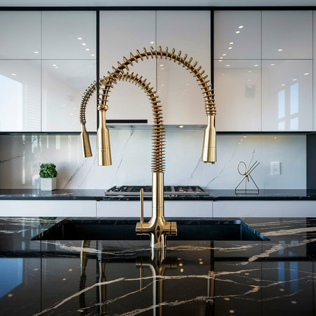 Golden kitchen faucet interior designの素材