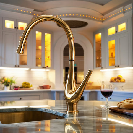 Golden kitchen faucet interior designの素材