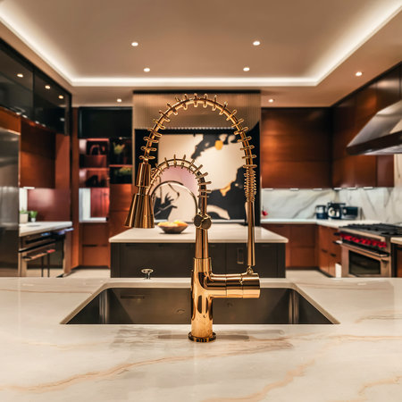 Golden kitchen faucet interior designの素材