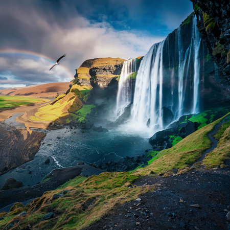 Haifoss waterfall in Icelandの素材