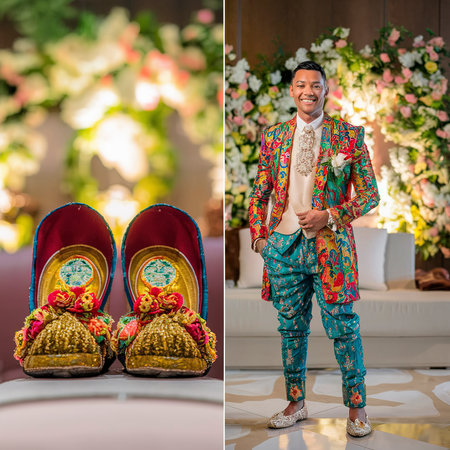 Groom is wearing shoes indoors. Male portrait of handsome guyの素材
