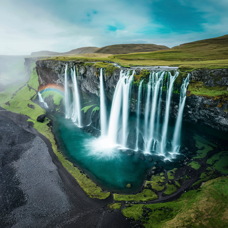 Haifoss waterfall in Icelandの素材