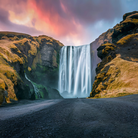 Haifoss waterfall in Icelandの素材