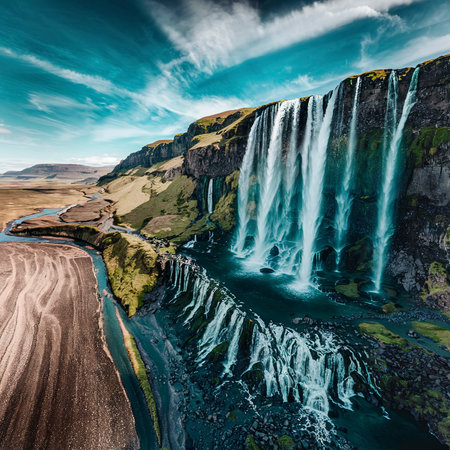 Haifoss waterfall in Icelandの素材