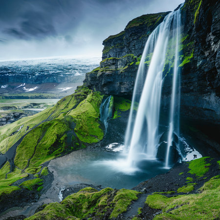 Haifoss waterfall in Icelandの素材