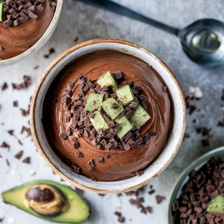 Homemade organic avocado chocolate mousseの素材