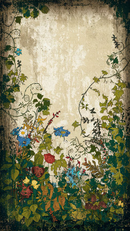 Old grungy floral background textureの素材