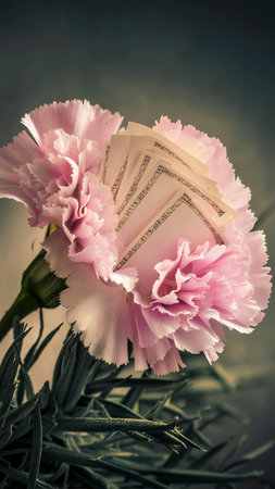 Pink carnation with blank notesの素材