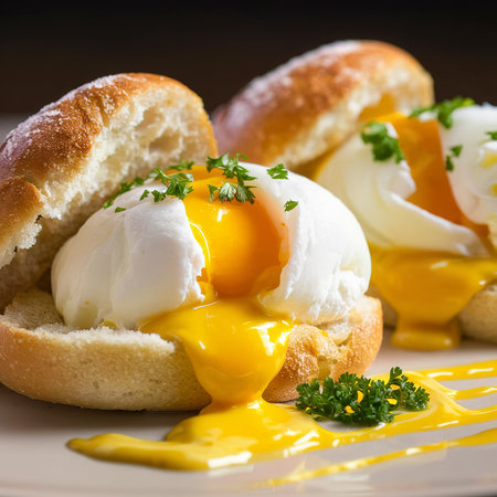 Poached egg in bread rollsの素材