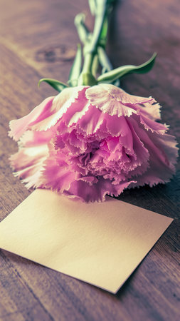 Pink carnation with blank notesの素材