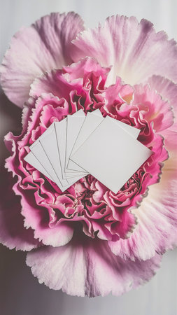 Pink carnation with blank notesの素材