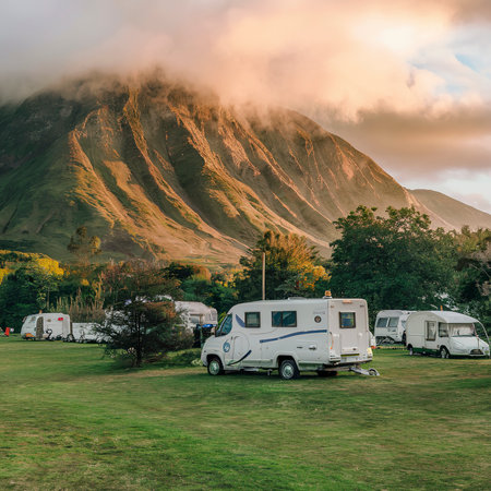 Camping in Ballachulish in Highland, Scotlandの素材