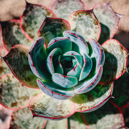 Close up of a succulent in a desertの素材