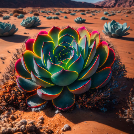 Close up of a succulent in a desertの素材