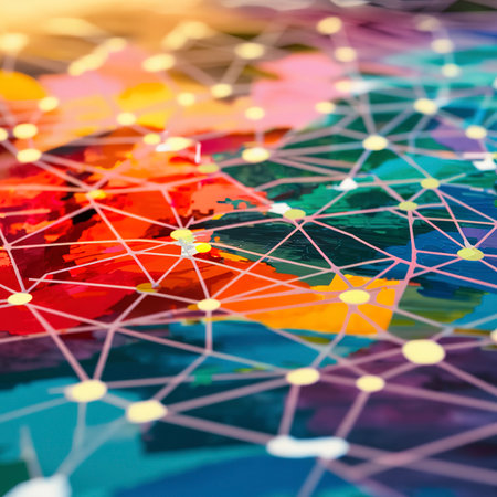 close view multicolored abstract connectedの素材