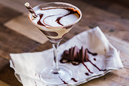 Chocolate martini coctail made from chocolate, cream and vodkaの素材