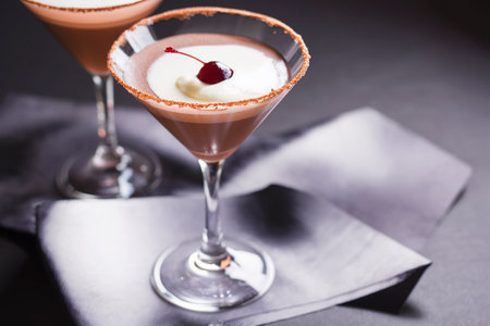 Chocolate martini coctail made from chocolate, cream and vodkaの素材