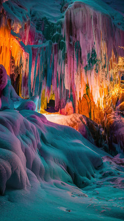 abstract colourful lights through frozen textureの素材