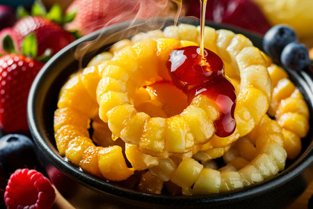 Bowl of honey corn rings. Daily breakfastの素材